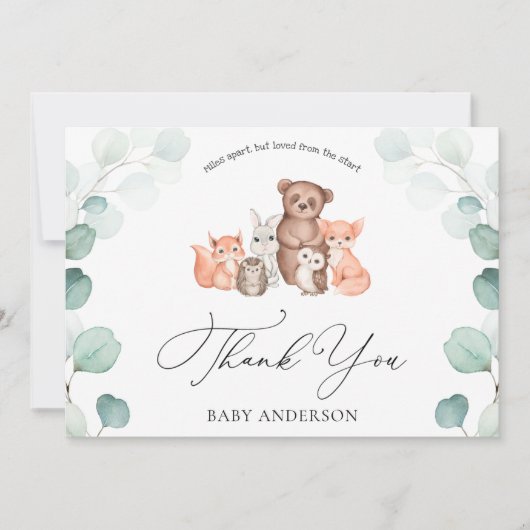 Woodland Animals Douche per Mail Dank u Briefkaart (Voorkant)