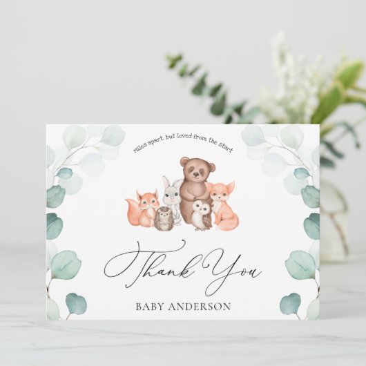 Woodland Animals Douche per Mail Dank u Briefkaart (Staand voorkant)