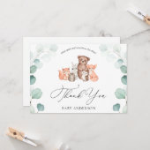 Woodland Animals Douche per Mail Dank u Briefkaart (Voorkant / Achterkant in situ)