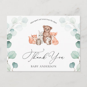 Woodland Animals Douche per Mail Dank u Briefkaart