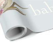 Woodland Animals Dusty Blue Oh Baby Wrapping Paper Cadeaupapier (Rol Hoek)