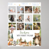 Woodland Animals eerste jaar foto mijlpaal Poster (Voorkant)
