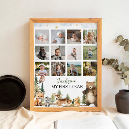 Woodland Animals eerste jaar foto mijlpaal Poster