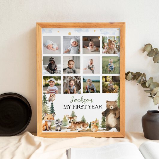 Woodland Animals eerste jaar foto mijlpaal Poster