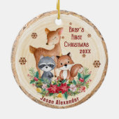 Woodland Animals Eerste Kerstmis Gepersonaliseerd Keramisch Ornament (Achterkant)