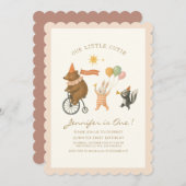 Woodland Animals eerste verjaardag uitnodiging (Voorkant / Achterkant)