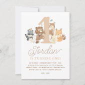 Woodland Animals Eerste Verjaardagsfeest Kaart (Voorkant)