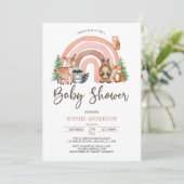 Woodland Animals en Boho Rainbow Baby shower Kaart (Staand voorkant)