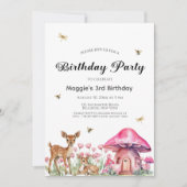 Woodland Animals en Fairy Mushrooms 3e verjaardag Kaart (Voorkant)