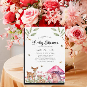 Woodland Animals en Fairy Mushrooms Baby shower Kaart