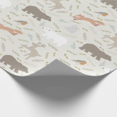 Woodland Animals en Leaf Pattern Beige Cadeaupapier (Hoek)