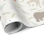 Woodland Animals en Leaf Pattern Beige Cadeaupapier (Rol Hoek)