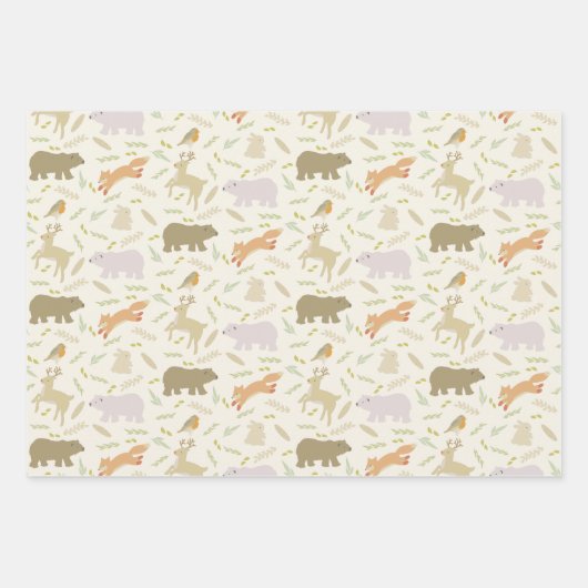 Woodland Animals en Leaf Pattern Inpakpapier Vel (Voorkant 2)
