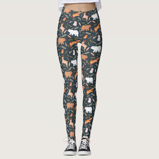 Woodland Animals en Leaf Pattern Leggings (Voorkant)