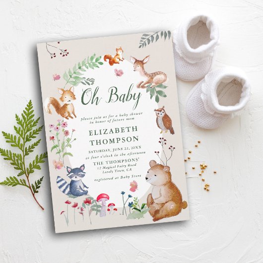 Woodland Animals Enchanted Bossen Schattige Baby s Kaart