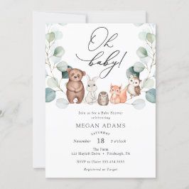 Woodland Animals Eucalyptus Baby shower uitnodigin Kaart