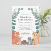 Woodland Animals Eucalyptus Grandma Baby shower Kaart (Staand voorkant)