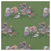 Woodland Animals Fabric Stof (Close Up)