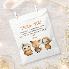 Woodland Animals Fall Kids' Birthday Thank You Bedankzakje