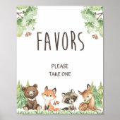 Woodland Animals Favor Table Party Shower Sign Poster (Voorkant)