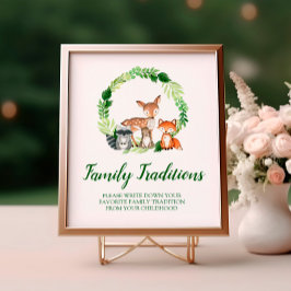 Woodland Animals Favorite Family Traditional Sign Poster
