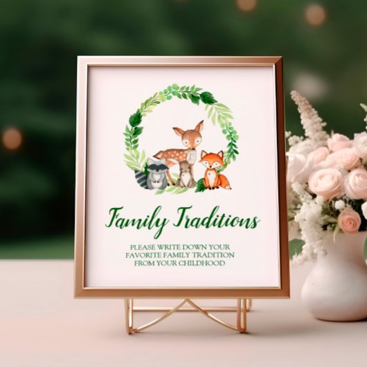 Woodland Animals Favorite Family Traditional Sign Poster