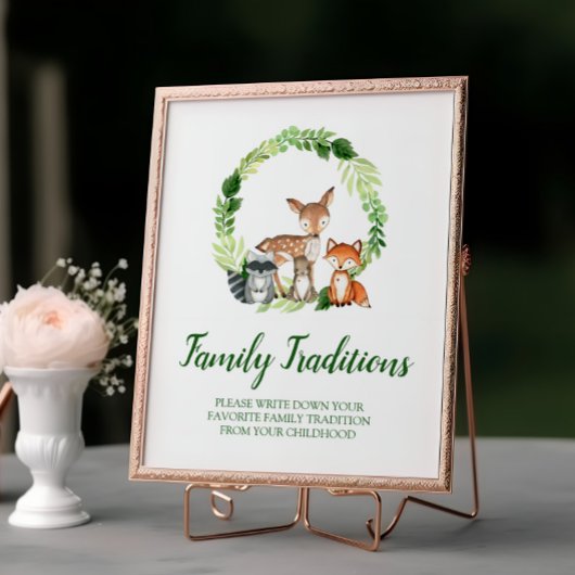 Woodland Animals Favorite Family Traditional Sign Poster