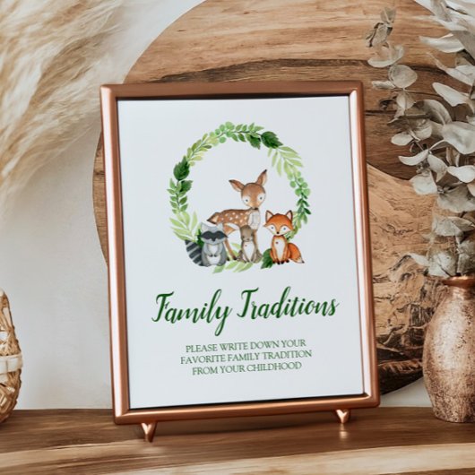 Woodland Animals Favorite Family Traditional Sign Poster