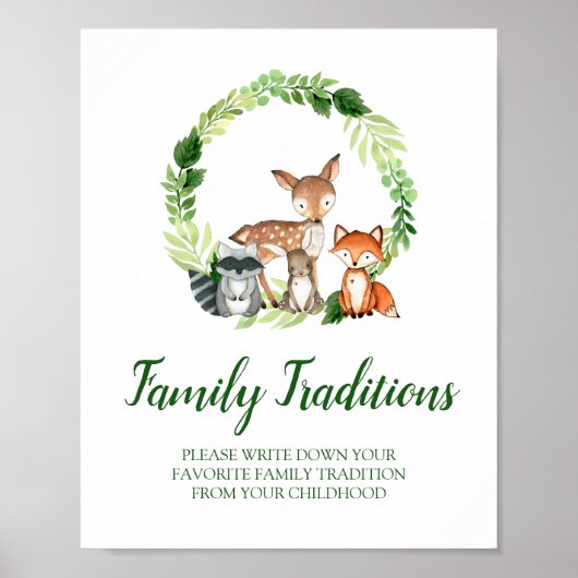 Woodland Animals Favorite Family Traditional Sign Poster (Voorkant)