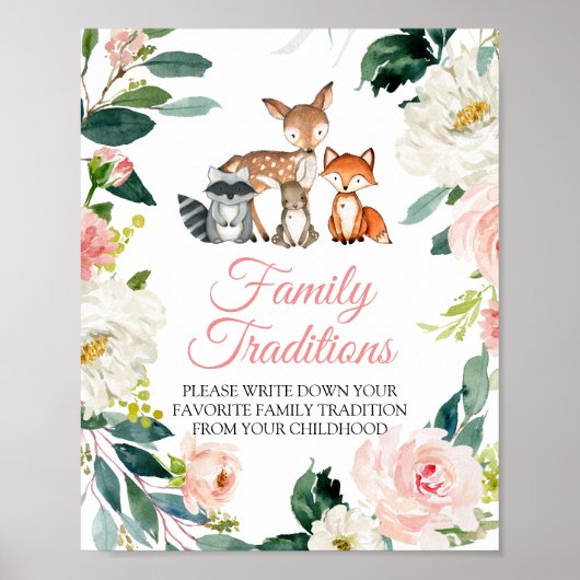 Woodland Animals Favorite Family Traditional Sign Poster (Voorkant)