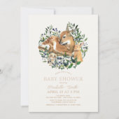 Woodland Animals Fawn Bunny Green Baby shower Kaart (Voorkant)