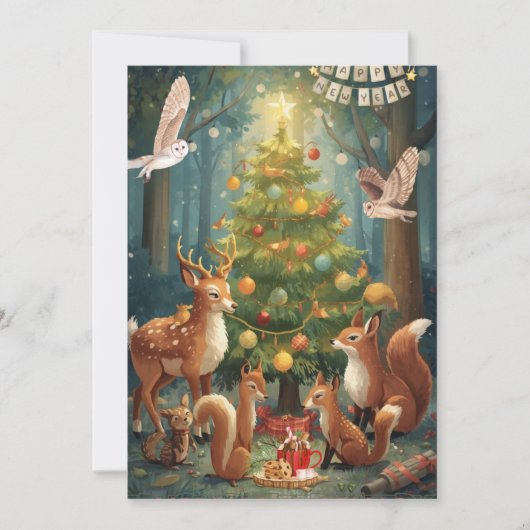 Woodland Animals Flat Holiday Card Feestdagenkaart (Voorkant)