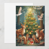 Woodland Animals Flat Holiday Card Feestdagenkaart (Voorkant / Achterkant)