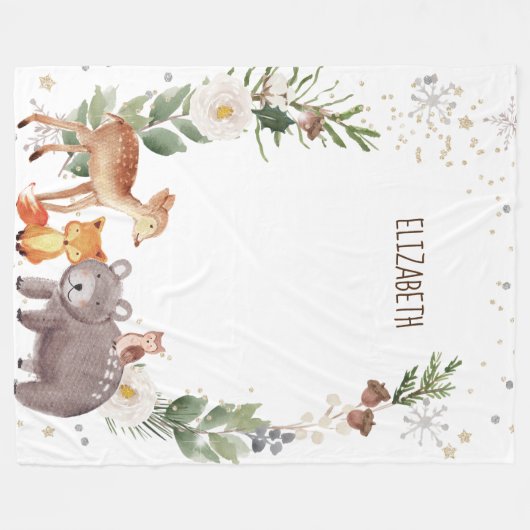 Woodland Animals Fleece Deken (Voorkant (Horizontaal))