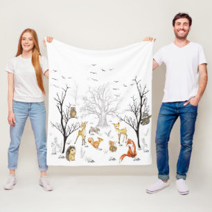 Woodland Animals  Fleece Deken