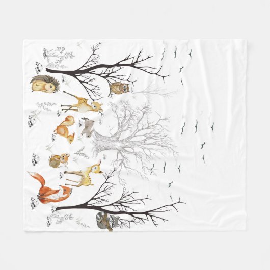 Woodland Animals Fleece Deken (Voorkant (Horizontaal))