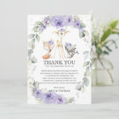 Woodland Animals Floral Baby shower Dank u kaart (Staand voorkant)