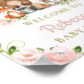 Woodland Animals Floral Baby shower Welcome Sign Poster (Hoek)