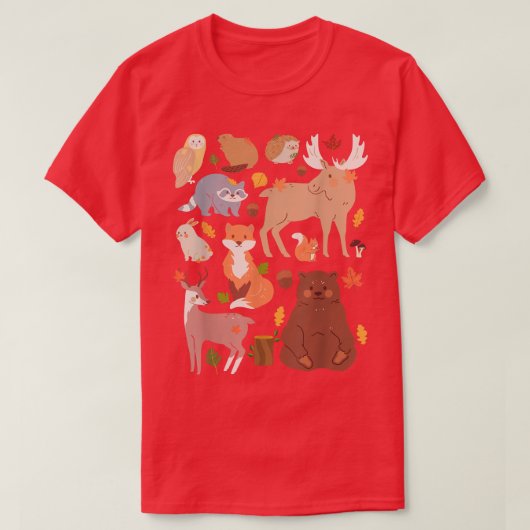 Woodland Animals Fo Bear Moose Wildlife Cute Anima T-shirt (Design voorkant)