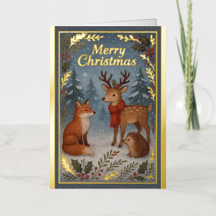 Woodland Animals Folie Kerst Wenskaart Feestdagenkaart