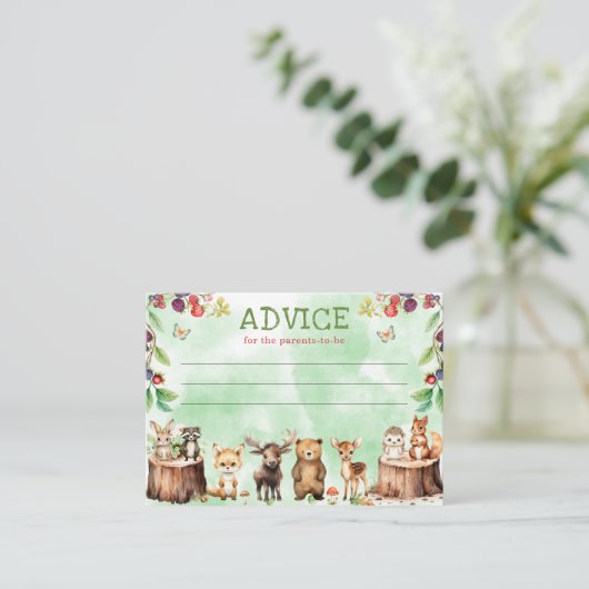 Woodland Animals Forest Baby shower Advies Kaart (Staand voorkant)