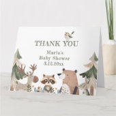 Woodland Animals Forest Baby shower Dank u Kaart (Voorkant)
