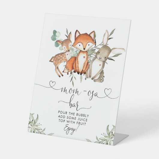 Woodland Animals Forest Baby shower Mam-osa Bar Reclamebord Met Voetstuk (Voorkant)