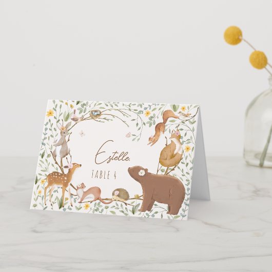 Woodland Animals Forest Baby shower Place Card Kaart