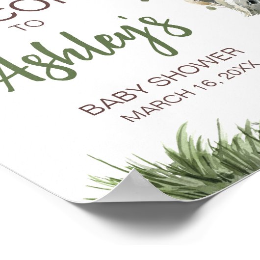 Woodland Animals Forest Baby shower Welkom Poster (Hoek)