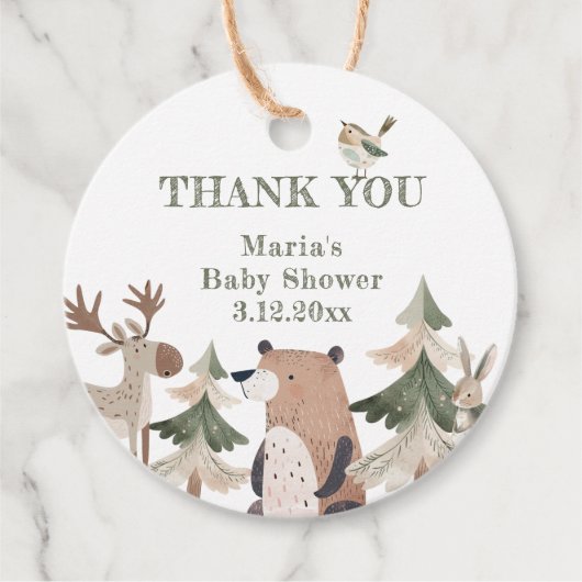 Woodland Animals Forest beer Dank u Bedankjes Labels (Voorkant)