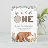 Woodland Animals Forest Birthday Party Invitation Kaart (Staand voorkant)