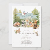Woodland Animals Forest Boy Baby Shower Kaart (Voorkant)