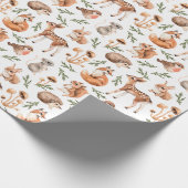 Woodland Animals Forest Deer Fox Hegg Birthday Cadeaupapier (Hoek)