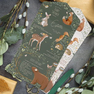 Woodland Animals Forest Friends Baby shower Boeken All In One Uitnodiging